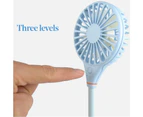 Mini Portable Three Speed Adjustable Lazy Neck Hanging USB Rechargeable Fan - Blue