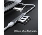 USB Hub Stable Output Wide Compatibility Plug Play Power Delivery Multiport Data Transfer Multifunctional 5Gbps 2-in-1 Computer Splitter PC Accessories - Grey