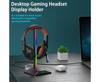 Headphone Stand 2-in-1 RGB Light 2-port USB Hub Multifunctional Desktop Gaming Headset Display Holder Office Supplies - Black