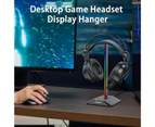 Headphone Stand 2-in-1 RGB Light 2-port USB Hub Multifunctional Desktop Gaming Headset Display Holder Office Supplies - Black