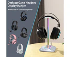 Headphone Stand 2-in-1 RGB Light 2-port USB Hub Multifunctional Desktop Gaming Headset Display Holder Office Supplies - Silver