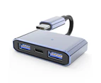 Type-C to USB Adapter 2 USB OTG Plug And Play Indicator Light Fast Charging Aluminum Alloy 3 in 1 USB-C to USB Hub Converter for Computer