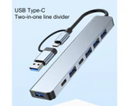 High Speed Drive-free Space-saving Efficient Docking Station 7 in 1 USB3.0 Type-C Interface Multi USB Splitter OTG Hub Computer Accessories - Grey