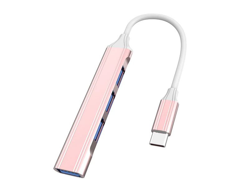 USB Laptop Docking Station 4 in 1 Multiport Plug And Play Professional Portable Data Transfer Aluminum Alloy High Speed Type-C USB 3.0 Hub Adapter - Pink