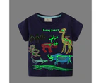 Toddler Boys Cotton T-shirts Luminous Short Sleeve Tee Tops Crewneck Sweat Shirts Novelty Cartoon Tops 2-7T-Navy