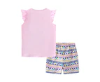 Girls Two Piece Sets Toddlers Baby Little Girls Kids Outfits Clothes Cotton Summer T-shirt Vest Top + Shorts Sets-Pink