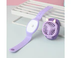 Mini Watch Fan, Portable Watch Fan With Comfortable Wrist Strap, Colorful Led Light, Third Gear Speed, Foldable Usb Fan For Women And Kids (Purple)