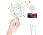 Portable Mini Fan, Usb Rechargeable Pocket Fan With Base, 4 Speed Quiet Small Hand Fan For Home, Table, Office, Travel, Car - White