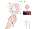 Portable Mini Fan, Usb Rechargeable Pocket Fan With Base, 4 Speed Quiet Small Hand Fan For Home, Table, Office, Travel, Car - Pink