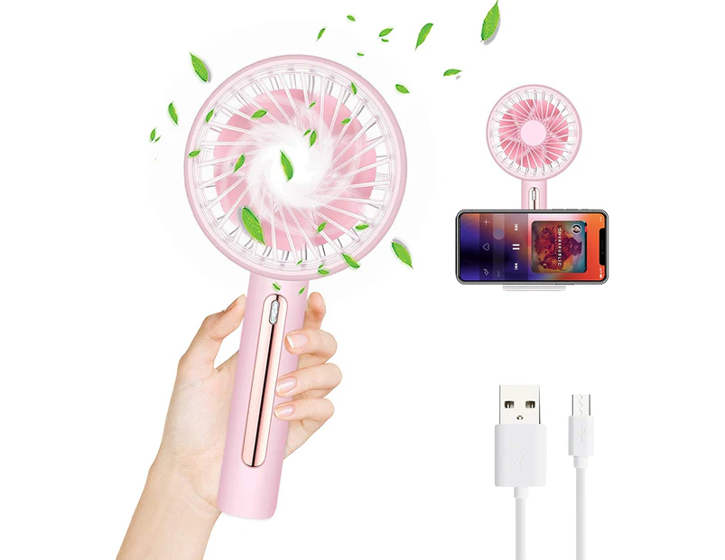 Portable Mini Fan, Usb Rechargeable Pocket Fan With Base, 4 Speed Quiet Small Hand Fan For Home, Table, Office, Travel, Car - Pink