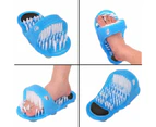 1x Foot Shower Scrubber Bath Brush Slipper Feet Cleaner Bristle Massager Blue