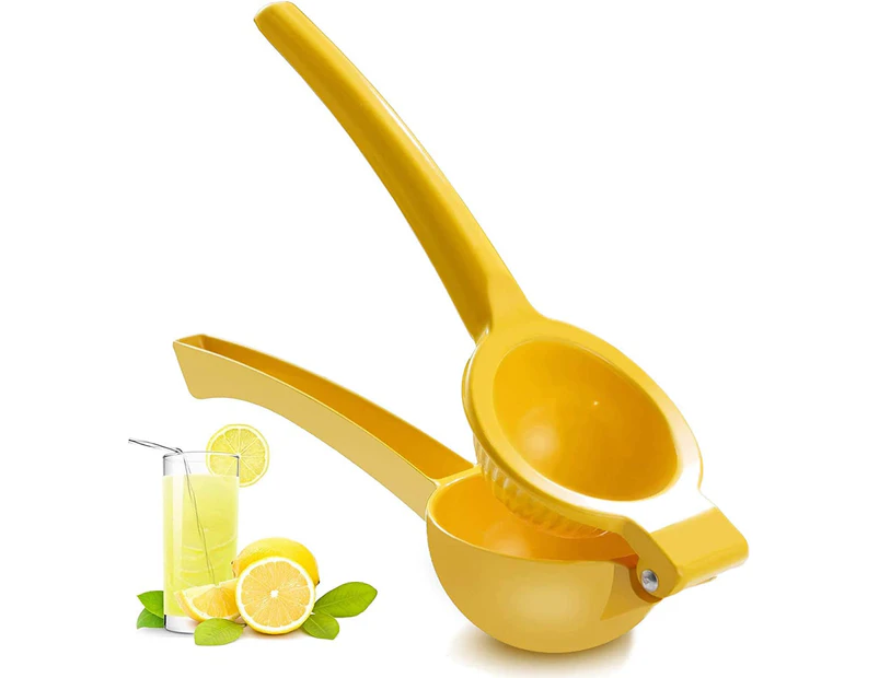 Manual Juicer Citrus, Lemon Squeezer with  made out of durable aluminum, Professional Hand Juicer Kitchen Tool, No Pulp or Seeds/Yellow