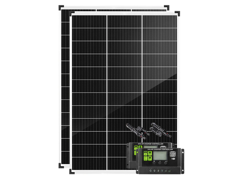 ATEM POWER Pair 12V 130W Solar Panel Kit Mono Generator Caravan Battery Charging 130watt - Black