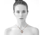 Rose Gold Triple Interlocking Ring Black Pendant Necklace Embellished with Swarovski crystals