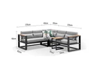 Outdoor Balmoral Outdoor Aluminium & Teak Lounge With Side Table - Outdoor Aluminium Lounges - Charcoal with Denim Grey