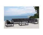 Outdoor Santorini Package C In Charcoal With Denim Grey Cushions - Charcoal Aluminium with Denim - Outdoor Aluminium Lounges