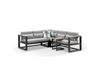 Outdoor Balmoral Outdoor Aluminium & Teak Lounge With Side Table - Outdoor Aluminium Lounges - Charcoal/Olefin Grey cushion