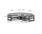 Outdoor Balmoral Outdoor Aluminium & Teak Lounge With Side Table - Outdoor Aluminium Lounges - Charcoal/Olefin Grey cushion