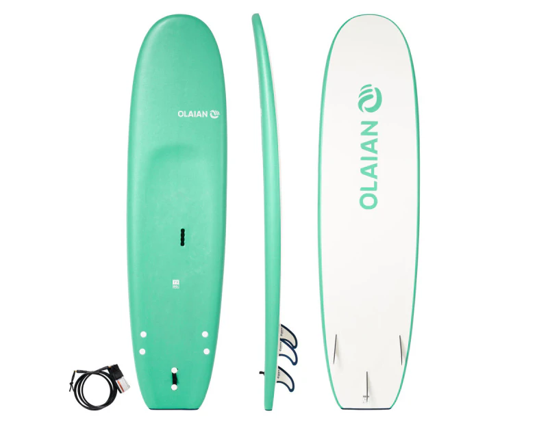 DECATHLON OLAIAN Foam Mini Mal Surfboard 7'5" + Leash & 3 Fins - 100