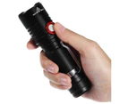 Usb Rechargeable Torch Led Flashlight Black