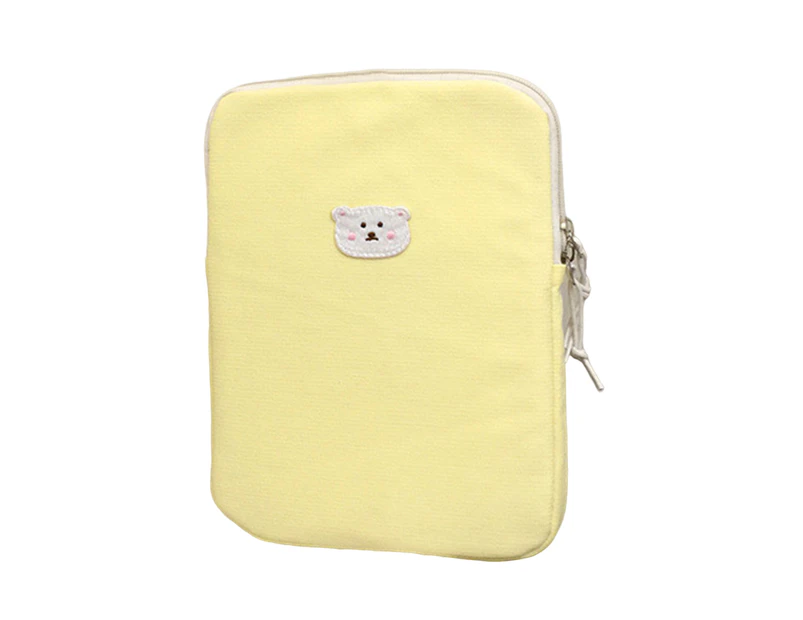 Tablet Sleeve Cute Bear Decor Zipper Slim Portable Soft Anti-scratch Universal Laptop Computer Protective Bag Briefcase Tablet Supplies - Yellow