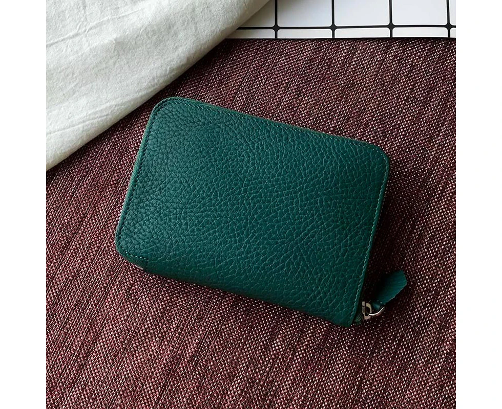 Genuine Leather Short Wallet Unisex Card Holders Luxury Design Women Fashion Small Purse Famous minimalist Men Slim Money Bag—Green