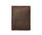 GENODERN Vintage Men Wallets Crazy Horse Leather Wallets for Men Multi Function Men Wallet with Coin Pocket Brown Male Purse—Black