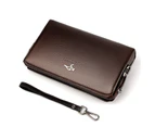 KANGAROO Luxury Brand Men Clutch Bag Leather Long Purse Password Money Bag Business wristlet Phone Wallet Male Casual Handy Bags—Black