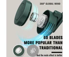 900mAh Clip Fan Rechargable Quiet Bladeless Non-slip Vintage Cooling Plastic 3 Speed Adjustable Desktop Fan for Summer - Green