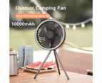 10000mAh Tripod Fan Battery Operated Rechargeable 3-speed Ring Night Light Desk Fan for Camping - Grey