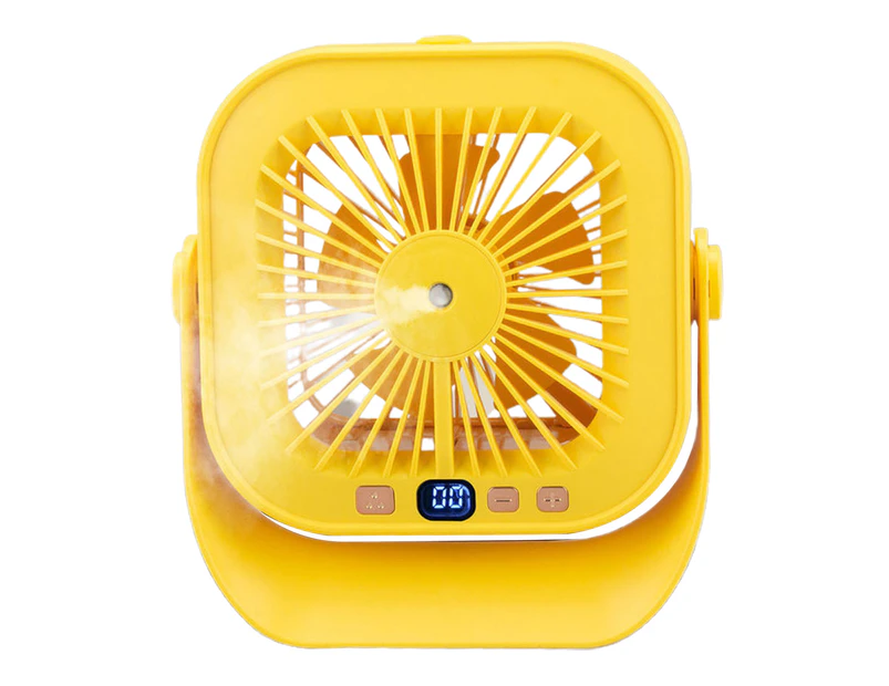 1200mAh Rechargeable Desktop Fan Moisturizing 10 Gears 360 Degrees Rotatable Misting Fan Summer Gift - Yellow