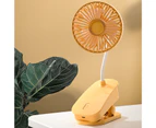 Cooling Fan Silent Strong Wind Rechargeable Summer Desk Clip on Mini Portable Fan for Dormitory - Yellow