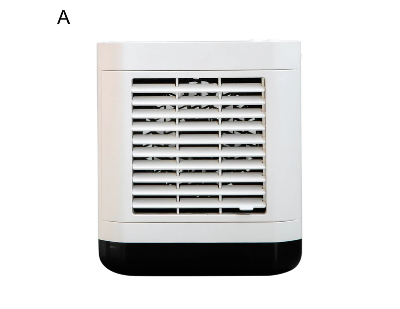 1 Set 3 Gear Wind Air Cooler with Night Light ABS Mini Personal Air Cooler Fan with Handle for Home - White