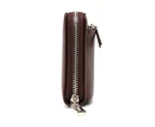 Mens Leather Large Wristlet Wallet Zipper Around Clutch Purse Phone Bag Wallet Brown