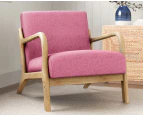 ALFORDSON Wooden Armchair Accent Chair Fabric Lounge Sofa Couch Seat Pink