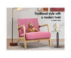 ALFORDSON Wooden Armchair Accent Chair Fabric Lounge Sofa Couch Seat Pink