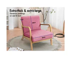 ALFORDSON Wooden Armchair Accent Chair Fabric Lounge Sofa Couch Seat Pink