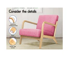 ALFORDSON Wooden Armchair Accent Chair Fabric Lounge Sofa Couch Seat Pink