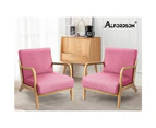 ALFORDSON Wooden Armchair Accent Chair Fabric Lounge Sofa Couch Seat Pink