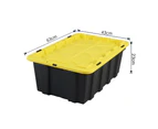 5 x K&A 40L Heavy Duty Plastic Storage Container Stackable Tub Tool Box - Black 63x43x23CM