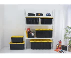 2 x K&A 40L Heavy Duty Plastic Storage Container Stackable Tub Tool Box - Black 63x43x23CM