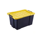 K&A 60L Heavy Duty Plastic Storage Container Stackable Tub Tool Box - Black 63x43x34.5CM
