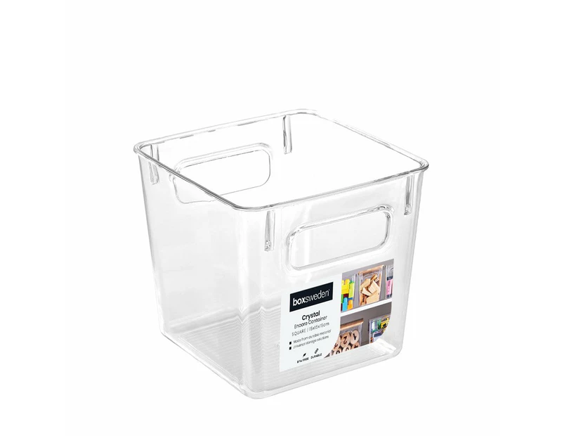 3 x Boxsweden Clear Plastic Storage Container 15x15x15cm
