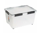 55L Airtight Roller Storage Box Lockable Plastic Organiser Container Tub Crate