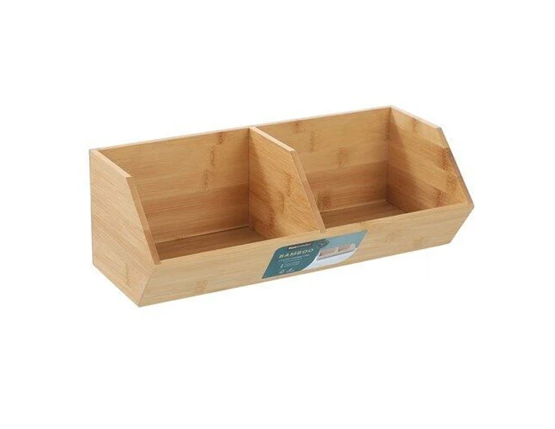 2 x Boxsweden Bamboo 2 Section Storage Cube 35x15.5x12.5CM