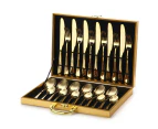 24 Piece Kitchen Cutlery Set 410 Stainless Steel Gold Knife Fork Spoon