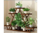 Heavy Duty Pine Wood Plant Stand Triangle In-Outdoor Flower Succulent Pots Shelf