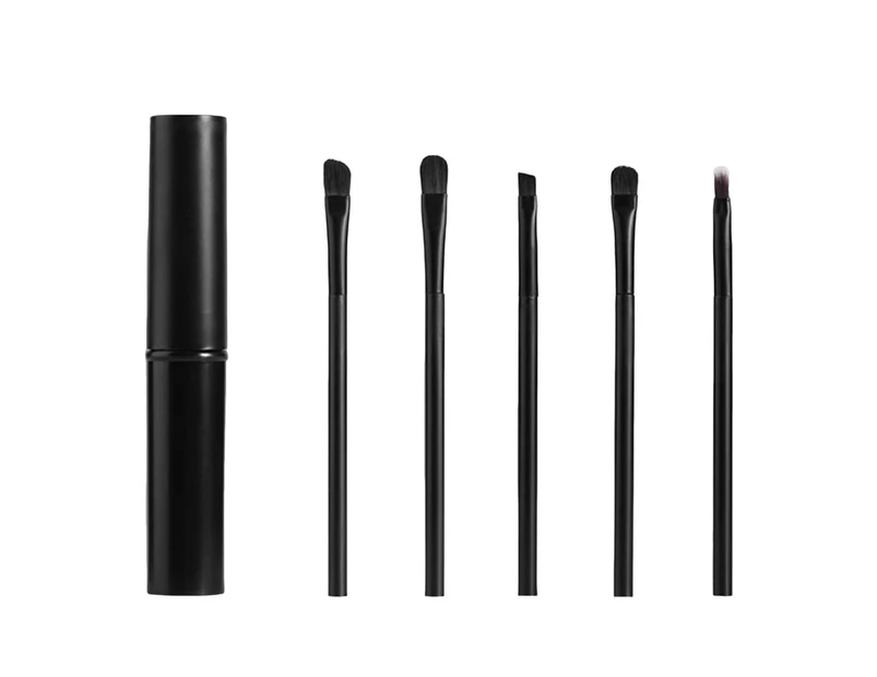 Makeup Brushes Set Soft Bristle Comfortable Grip with Bottle Container Non-irritating Reusable Eye Makeup Shadow Brush Multi-use Cosmetic Brushes - Black