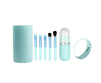 1 Set Cosmetic Brush Easy to Clean Multifunctional Soft 6 in 1 Portable Birthday Gift Rayon Animal Bristle Makeup Brush Kit with Storage Box for Trip - Blue