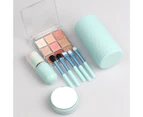 1 Set Cosmetic Brush Easy to Clean Multifunctional Soft 6 in 1 Portable Birthday Gift Rayon Animal Bristle Makeup Brush Kit with Storage Box for Trip - Blue